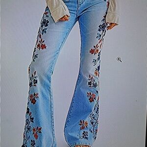 DRIFTWOOD Floral Embroidered Flare Jeans -Daylight 28x34Super Cute